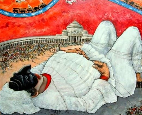 L'abbuffata, olio su tela di Arturo Patané